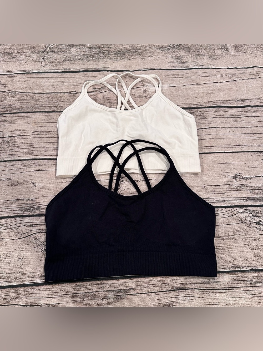 Lot of 2 NWOT Running Girl Ribbed Strappy Sports Bras Light Support Size Medium